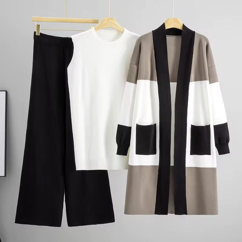 Knit Co-Ord Set – Black & Taupe