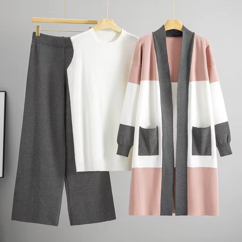 Knit Co-Ord Set – Grey & Blush