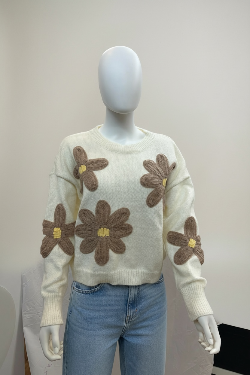 Cream daisy bloom knit jumper by Simply Zida
