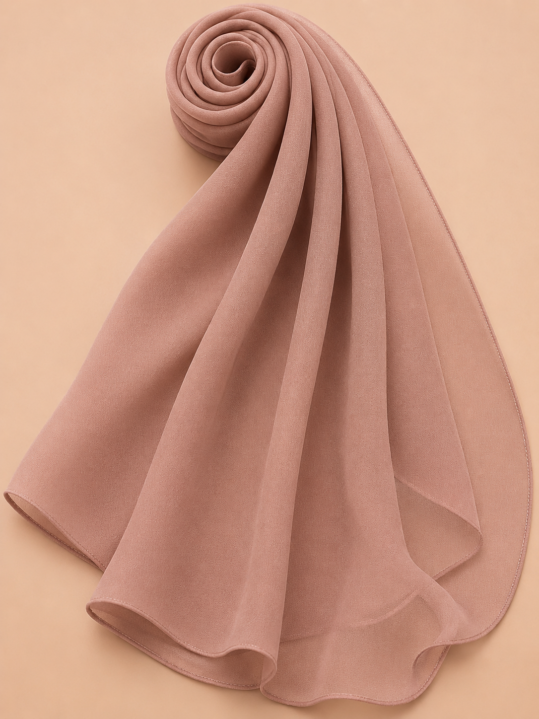 Premium blush peach georgette hijab with soft flowy drape by Simply Zida