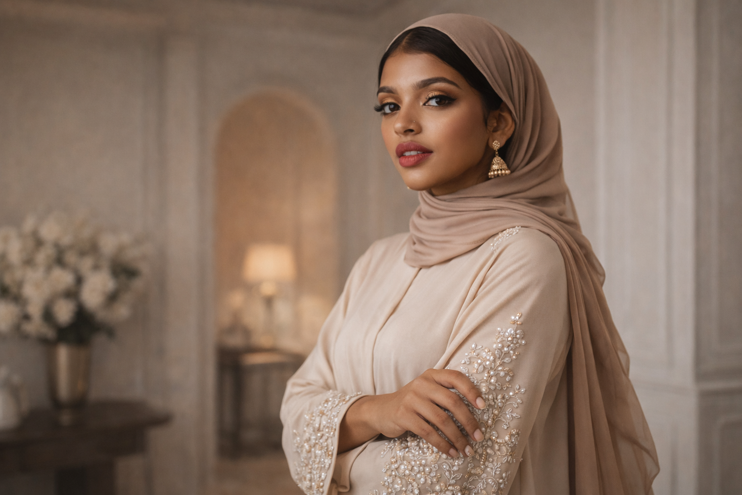 Women’s modest fashion collection featuring luxury abayas and hijabs by Simply Zida