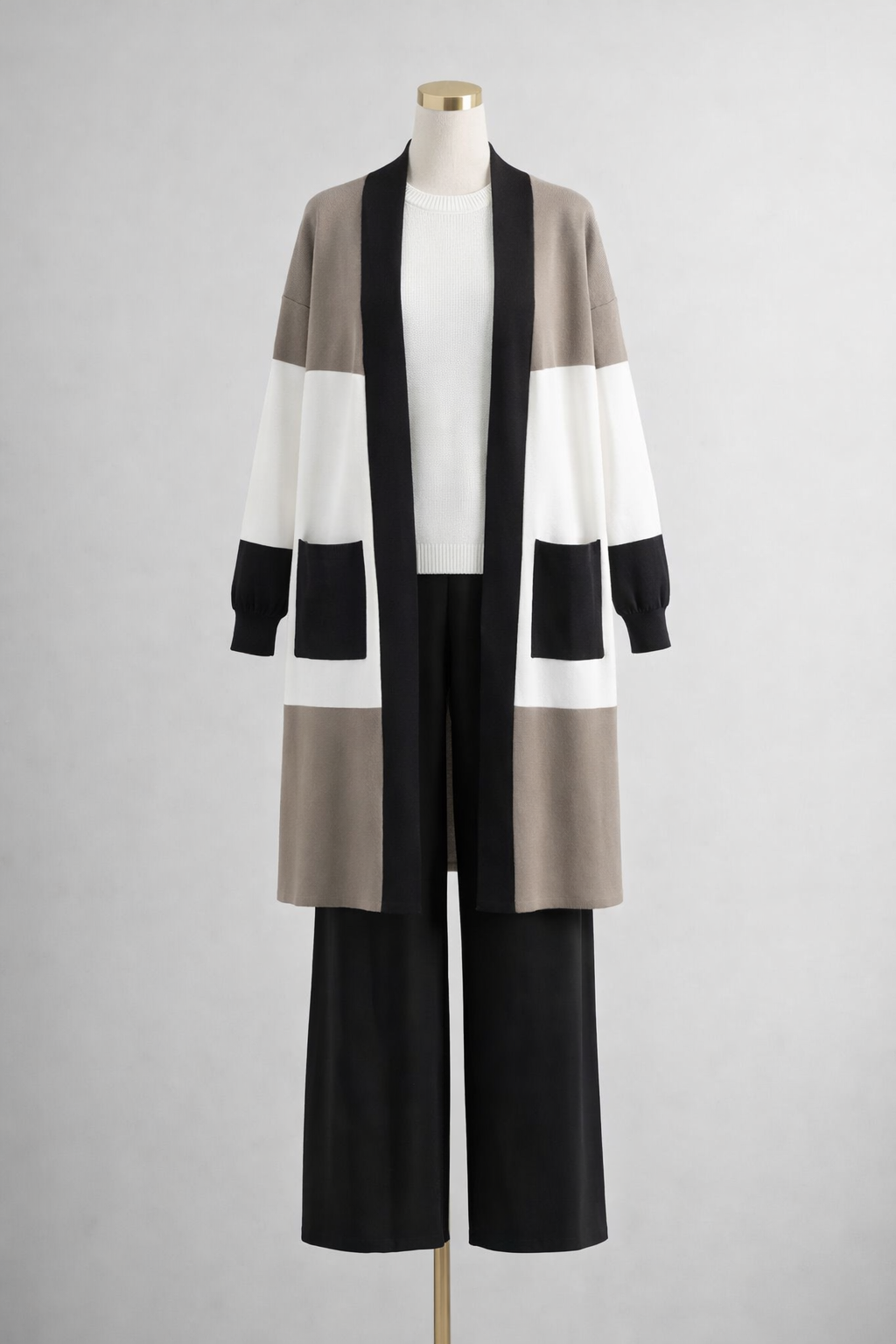 Knit Co-Ord Set – Black & Taupe