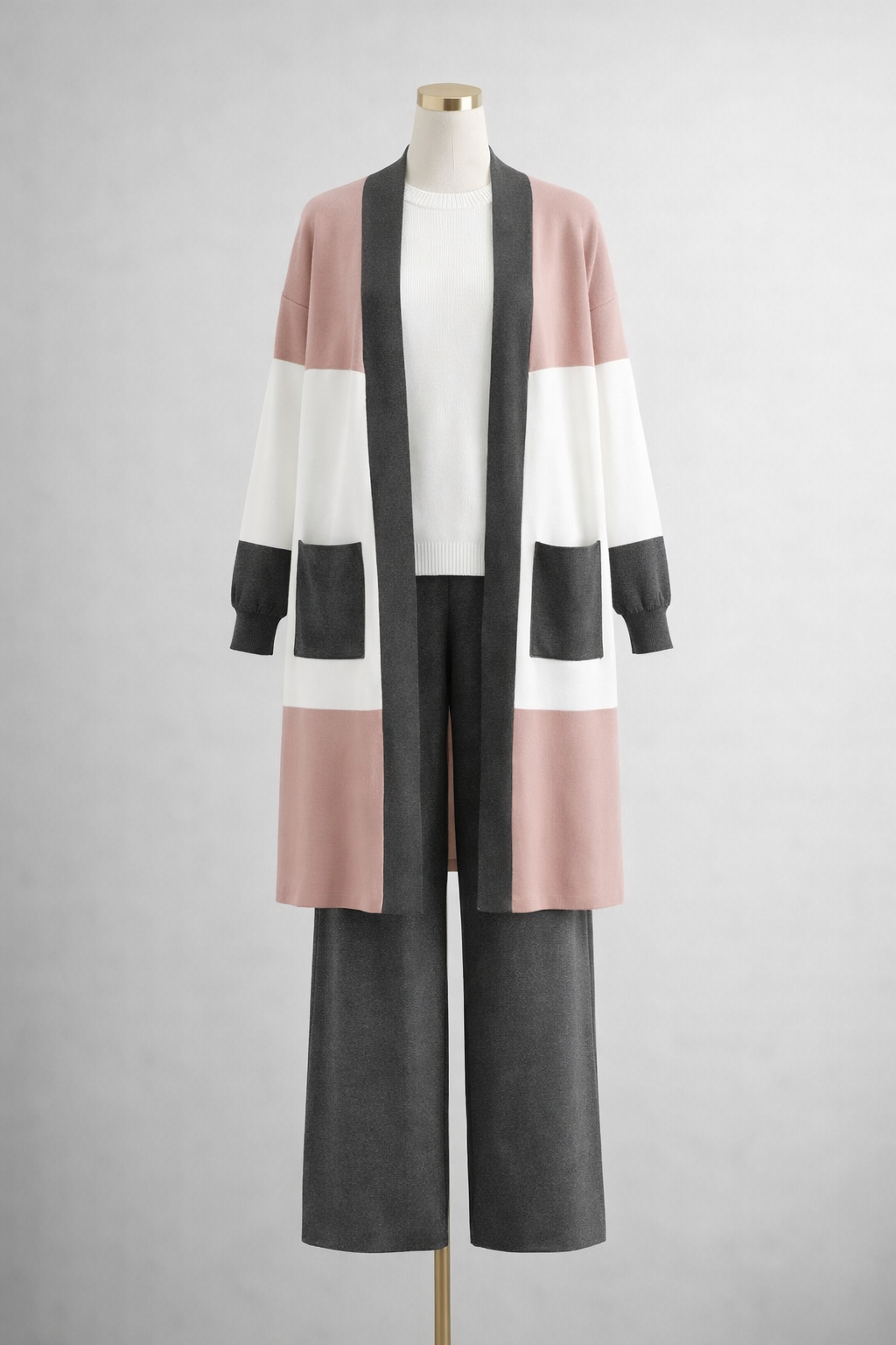 Knit Co-Ord Set – Grey & Blush