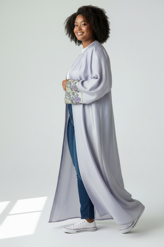 Stone & Thread Work Open Abaya