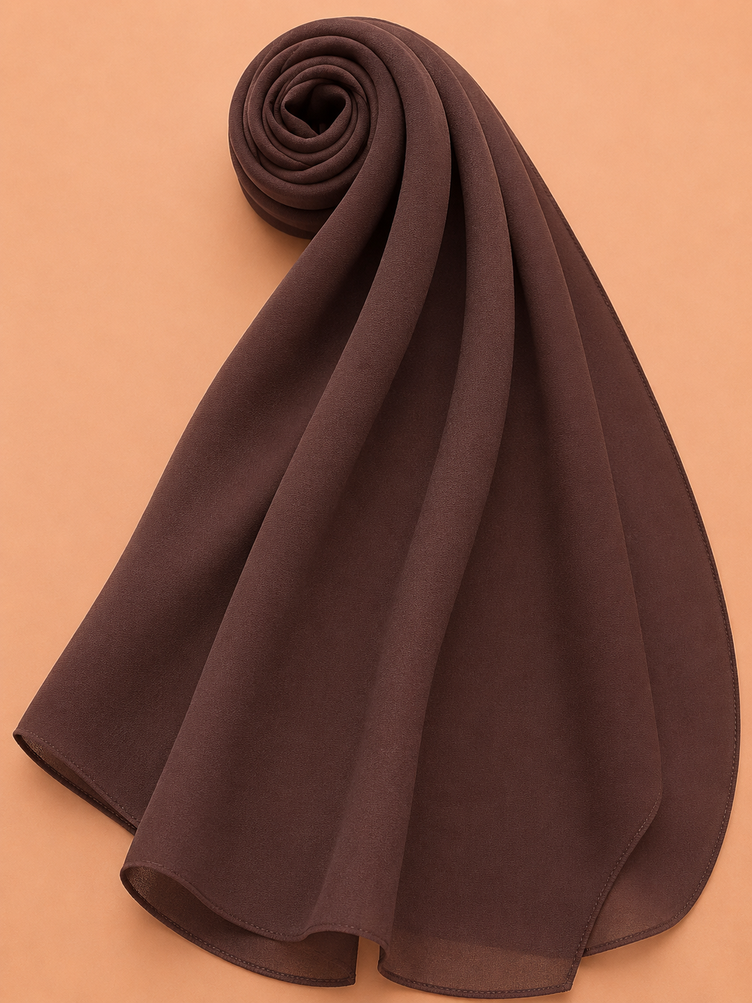 Premium chocolate brown georgette hijab with elegant soft drape by Simply Zida