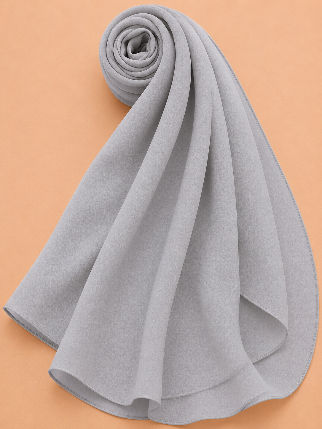 Premium light grey georgette hijab with elegant soft drape by Simply Zida