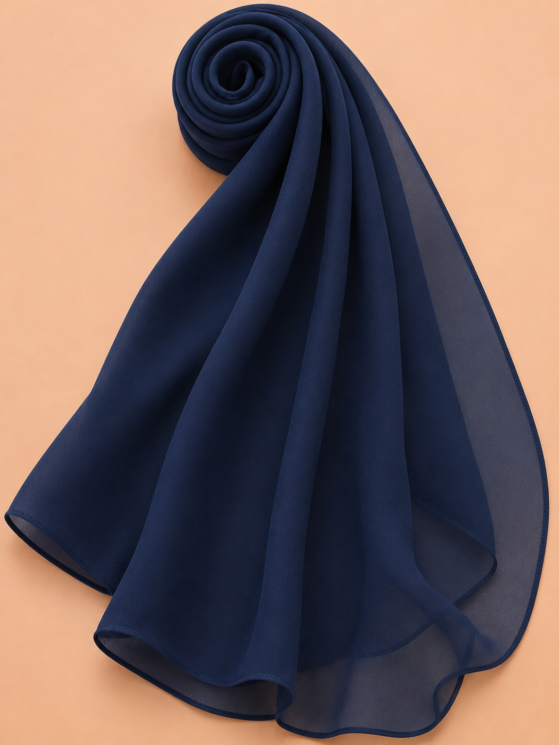 Premium navy blue georgette hijab with elegant flowy drape by Simply Zida