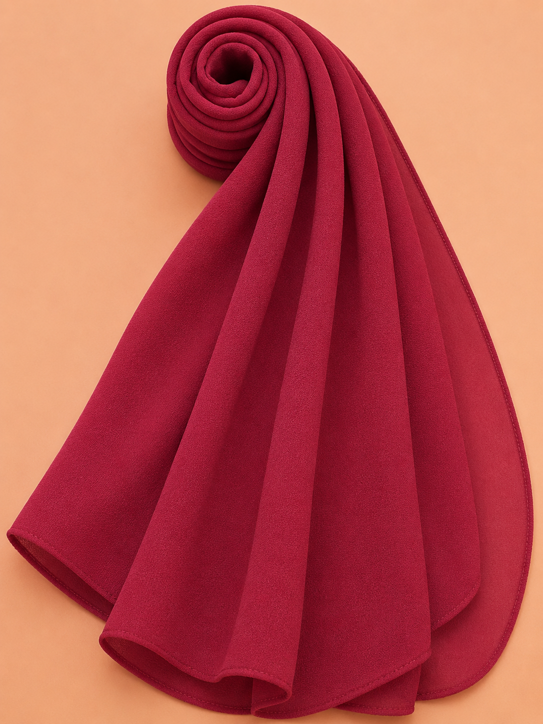 Premium ruby red georgette hijab with elegant soft drape by Simply Zida