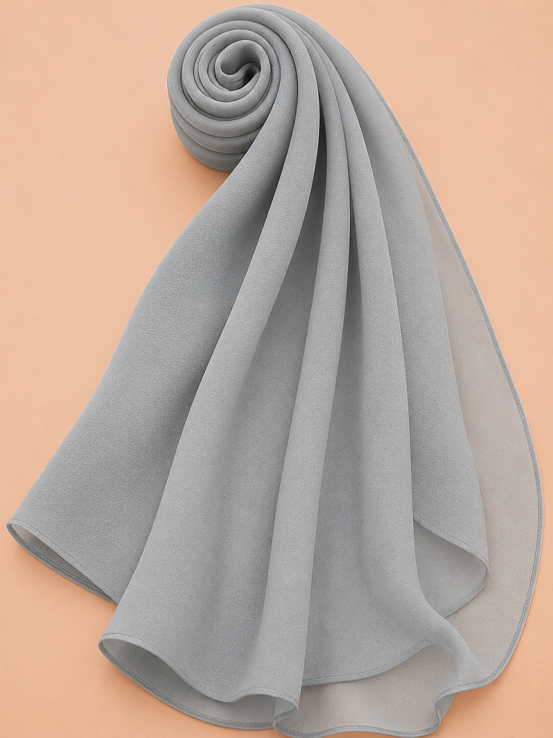 Premium silver grey georgette hijab with elegant soft drape by Simply Zida