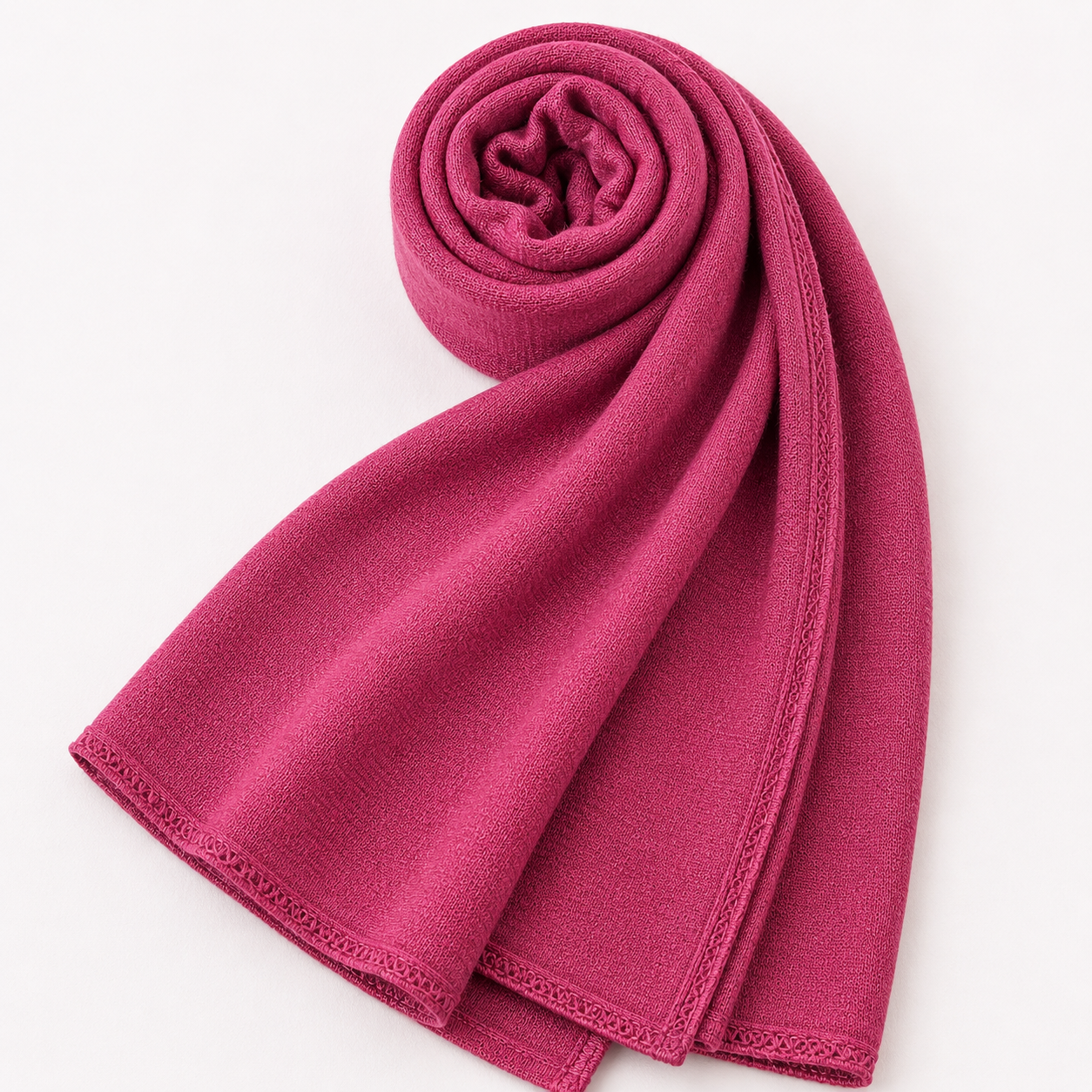 Premium magenta pink jersey hijab with soft stretch fabric and delicate stitched edges by Simply Zida