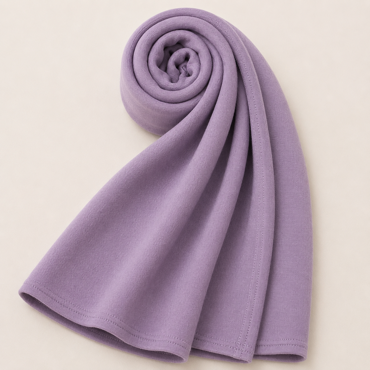 Premium soft lilac jersey hijab with soft stretch fabric and stitched edge detailing by Simply Zida