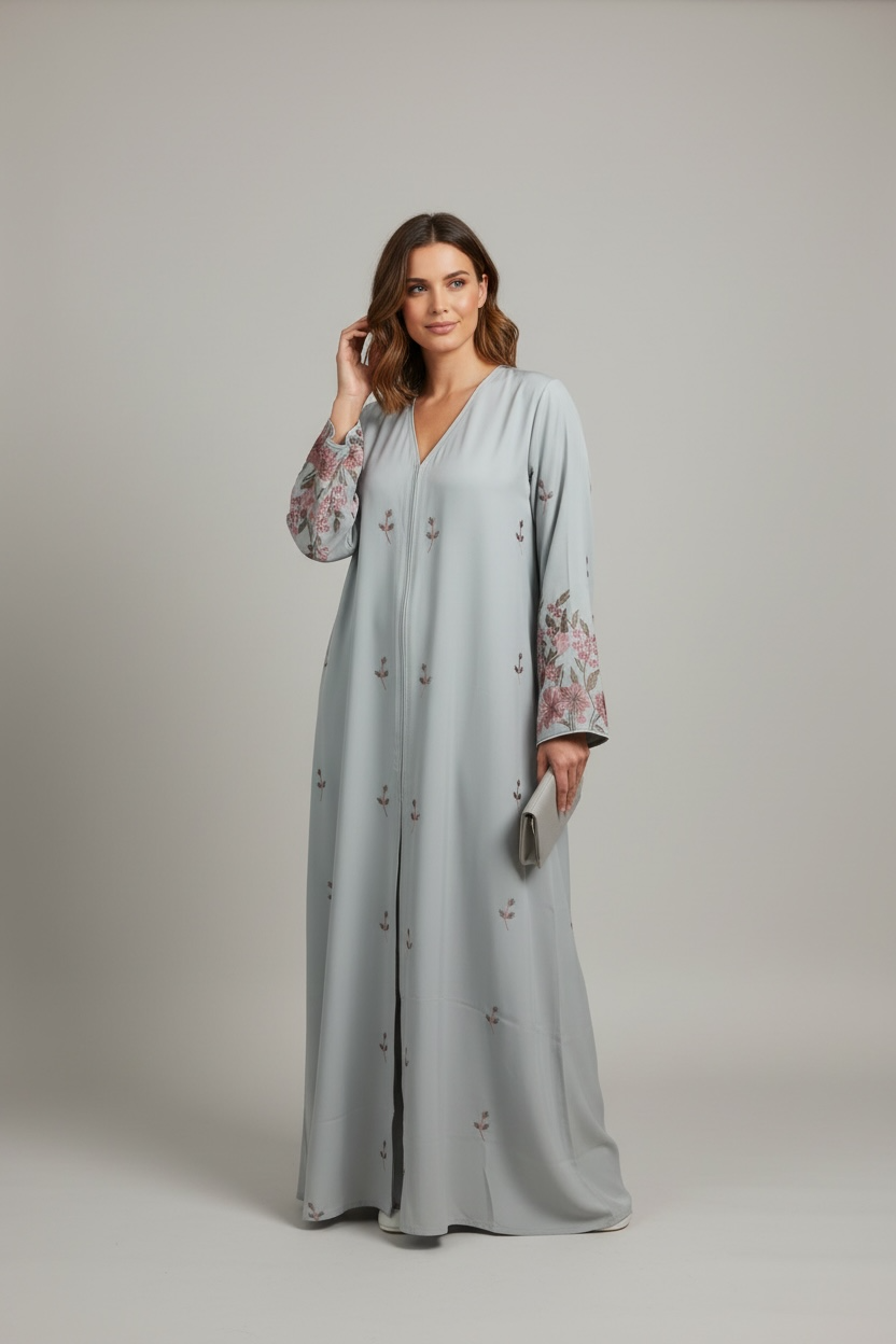 Occasion styling of Sage Blossom Embroidered Abaya by Simply Zida