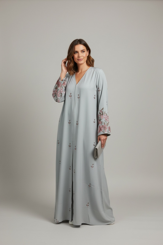 Occasion styling of Sage Blossom Embroidered Abaya by Simply Zida